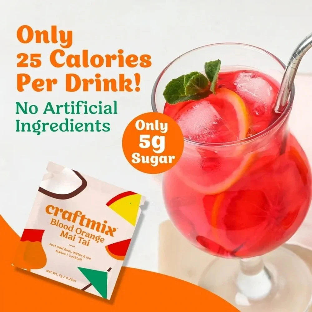 4-Piece Variety Premium Cocktail/Mocktail Single Serve Low Sugar Travel Mixers